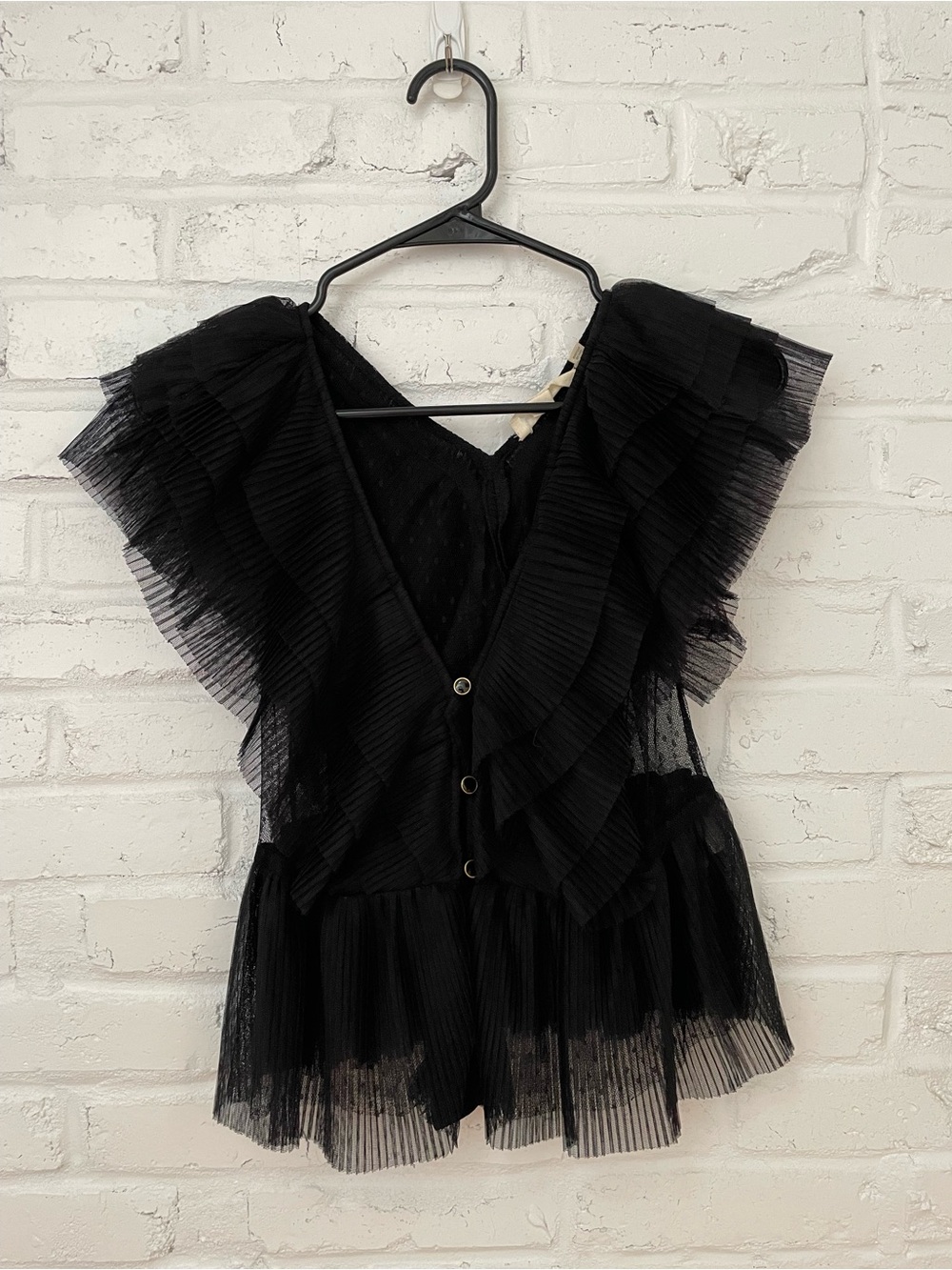 Forever that Girl - Anthropologie Black Ruffled V-Neck Women’s Top